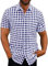 Elegancity Blaues Hemd Herren Kariertes Sommerhemd Kurzarm Freizeithemd Regular Fit für Männer 100% Baumwolle M