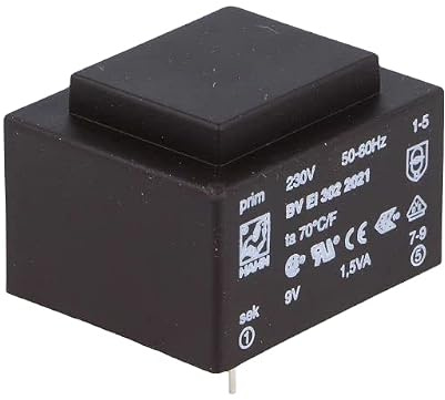 TNE Transformator: überzogen; 1,5VA; 230VAC; 9V; 166mA; PCB; 70g BV Ei 302 2021 PCB-Transformatoren