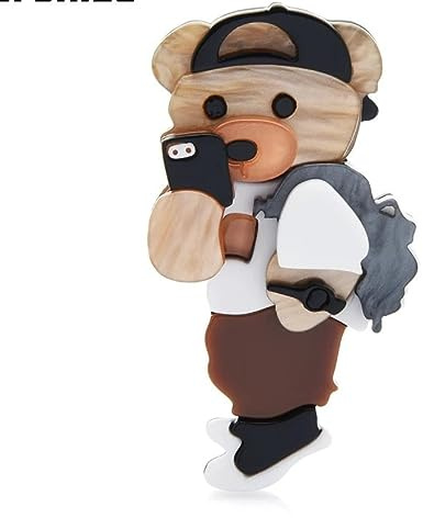 YAHOYA Femmes Broche Poupée Dessin Animé Mignon Ours Broche 3D Mode Acrylique Animal Pins Accessoires Design Sense Bijoux Rétro Badges pour Enfants