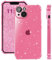 ELEVAVIDA Custodia per iPhone 14 Glitter rosa trasparente con protezione fotocamera – antiurto angoli antishock cover rosa per Apple iPhone 14 glitter slim case