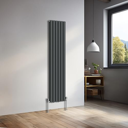 NRG 1600x354mm Vertical Oval Double Panel Heater Column Radiator Central Heating Radiators Designer Tall Radiators Anthracite