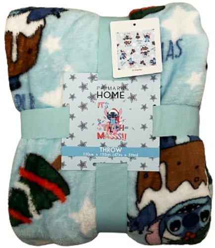 Primark Home - Manta Lilo y Stitch de Forro Polar Supersuave Azul con Licencia Oficial Disney - 120 x150 cm