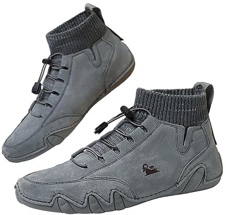 Fulenyi Italienische handgefertigte hohe Stiefel - Atmungsaktive Magic Sticker Unisex Outdoor-Schuhe | High Top Outdoor Casual Sneakers, Schuhe für Herren, Wandern