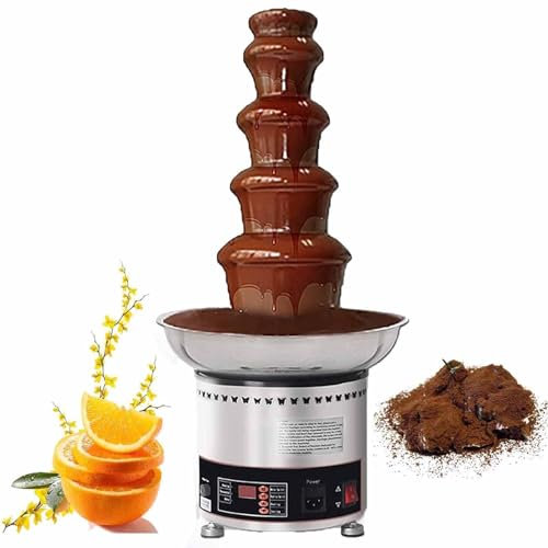 DDZJTPP Chocolate Fountain 4/5/6/7 Tier Hot Chocolate Fondue Fountain Machine Stainless Steel Chocolate Melting Pot Big Capacity for Chocolate Candy,Cheese,Birthday Celebration,5Tier