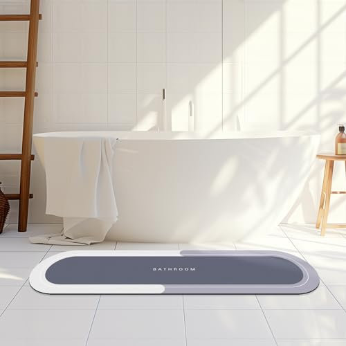 Deparnit Badematte, Badezimmerteppich, super saugfähig, schnell trocknend, dünne Gummimatten für Badezimmerboden, Badematte für Badezimmer, rutschfest, Duschvorleger für Badewanne, Dusche und