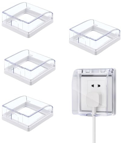 Sipiris Tapa De Enchufe Autoadhesiva 86 Caja De Protección Contra Salpicaduras De Enchufe De Interruptor De Pared Tapa Impermeable De Enchufe De Interruptor De Pared (4 Piezas)
