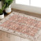 TOPICK Fußmatte Eingangsbereich Teppich Faltbar Dünner Waschbar Vintage Blumendruck Rutschfester Küche Badezimmer Wohnzimmer Schlafzimmer 60x90cm Ziegelrot
