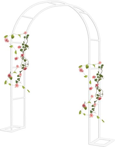 Garden Arch For Party, Metal Archway With Base, Outdoor Garden Arbor For Different Decorative Sence, Outdoor Patio Décor(Color:White,Size:300 * 220cm/118.1 * 86.6in)