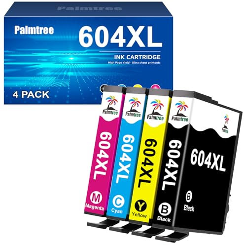 Palmtree 604XL Patronen Kompatibel für Epson 604, XP 2205, 3200, 3205, 4200, WF-2930, WF-2910, WF-2935, WF2950 (1 Schwarz, 1 Cyan, 1 Gelb, 1 Magenta)
