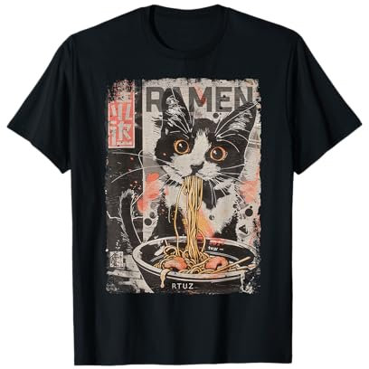 Ramen Nudeln Katze Japan Y2K Kawaii Retro Katzen Manga Anime T-Shirt