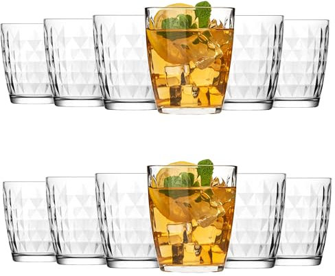 KIAPPO Trinkgläser Set 325 ml - 12 Stück Vielseitige Gläser für Saft, Wasser, Wein und Sekt - Ideal für den Täglichen Gebrauch zu Hause, Feierliche Anlässe und Restaurants