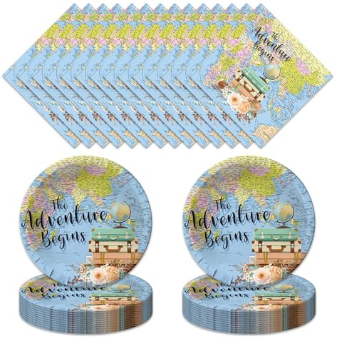 40 pièces d'aventure attendent les fournitures de fête, y compris 20 assiettes à dessert, 20 serviettes, pour les fournitures de fête d'anniversaire pour garçons et filles, utilisées pour la