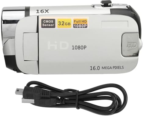 Akozon D90 HD 1080P 16MP Digital Kamera, 2,4-Zoll-Videorecorder-Nachtsicht Kamera-Camcorder, 16X Zoom Füll Licht mit USB-Anschluss für Standard-Speicher Karte (Silver)