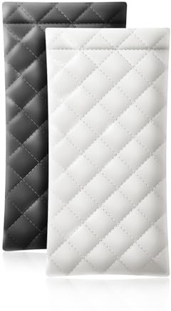 HKzzy Leder Brillenetuis 2 Stück Tragbar Sonnenbrillen Etuis PU Brillenetui Reisen Weich Brillenhülle Schmuckstück Organizer Tasch (Schwarz Weiß)