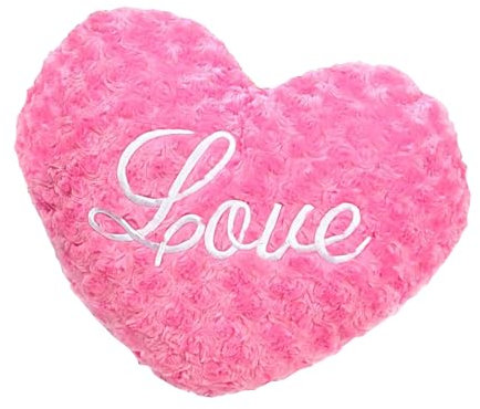 Herzförmiger Kissenbezug, weicher Flor, dekoratives Kissen, niedliches Herz, Plüschkissen, Herz-Überwurfkissen für Bett, Sofa, romantisches Geschenk für Mädchen und Frauen, Rosa (Rosa, 22 x 25 cm)