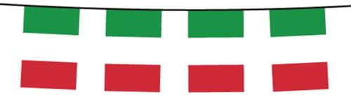 große und Lange Fahnenkette/Wimpelkette/Girlande Italien mit 12 Flaggen/Fahnen/Wimpel a 14 x 21 cm, zirka 5 m lang (Flaggenkette,Kette) für innen und außen