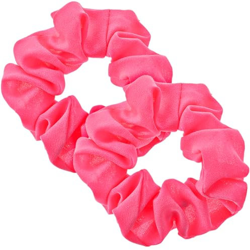 2 Stück Neon Haargummi Scrunchies Große Damen Haargummis Dunkelrosa Elastisches Zopfgummi 80s 90s Jahre Retro Pferdeschwanzhalter für Damen Mädchen Cheerleading Halloween Party Outfits Zubehör