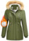 Nadeer Parka Donna Cappotti Invernali Foderato in Pile Giacca con Cappuccio in Pelliccia Sintetica Cappotto Imbottito Giubbotto con Tasche(Verde militare,M)