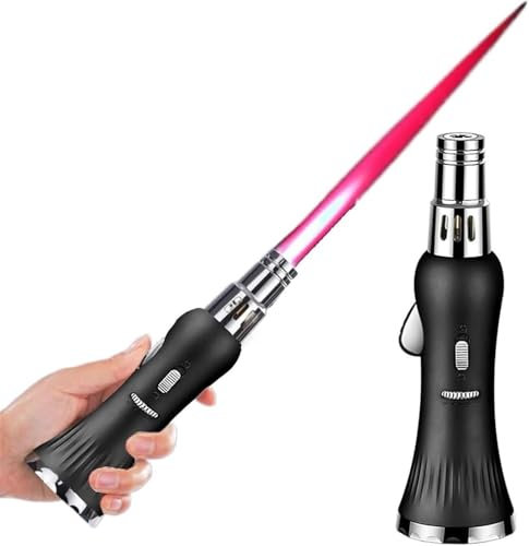 Lightsaber Lighter, Windproof Jet Flame Lighter, Metal Butane Torch Lighters, Outdoor Welding Large Flame Lighter for Camping Cooking Gift(Black)