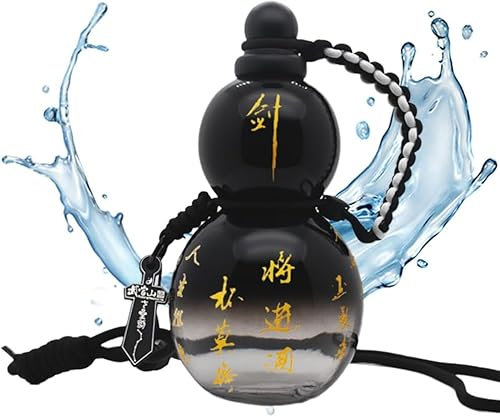 Gourd Wasserflasche, 800ml Kürbis Wasserflasche, Einzigartige Sport-Reise-Wasserflasche für Fitnessstudio, Gourd Trinkflasche mit Umhängeband und Kürbisanhänger, Chinesische Retro-inspirierte (Stil 3)