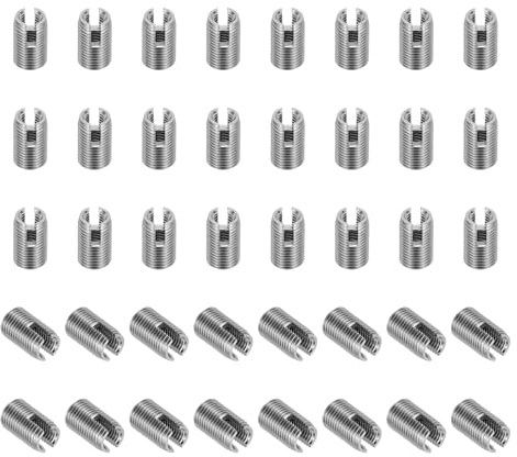 PATIKIL Insert Fileté Auto-Taraudeurs, 40 Pcs M3 x M5 x 8mm Acier Inoxydable 303 Filetage Adaptateur Réducteur Vis à Fente Inserts de Réparation Écrous Manchon