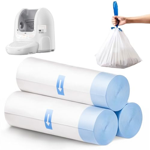 RNRN 3 Rouleaux de 45 Pièces de Sac Litiere Chat, pour V1 Max Toilettes pour Chats Autnettoyantes, Biodégradables Durables Résistants Aux Déchirures et Étanches