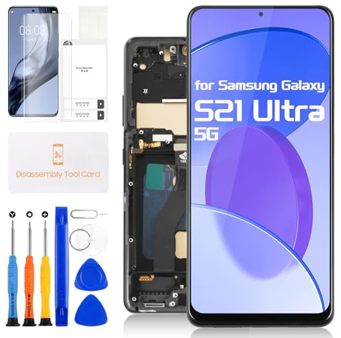 Écran de Remplacement pour Samsung Galaxy S21 Ultra 5G – pour Galaxy S21 Ultra 5G Écran LCD SM-G998B G998U G998N pour Samsung S21 Ultra 5G LCD Écran Tactile numériseur Assemblage en Verre avec Cadre