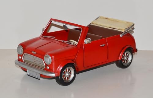 JS Garten Deko Blechauto Nostalgie Modellauto Britisches Auto Cabrio rot Oldtimer L 30 cm Modellwagen aus Blech
