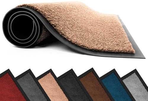 Lexell Non-Slippery Heavy Duty Door Mats – Large & Stylish Washable Rubber Doormats for Indoor & Outdoor – Perfect Dust Grabbing Floor Mat (Beige-plain, 40 x 60 cm)