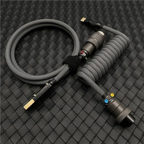 ExotiCore Mini Câble De Clavier Enroulé Personnalisé, Câble USB-C À Double Manchon pour Clavier Mécanique De Jeu 40% 60%(Gray)