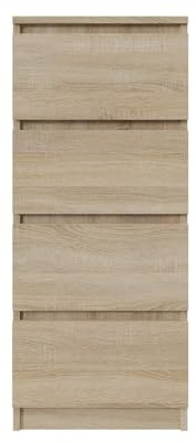 SoDREAMER Kommode mit 4 Schubladen 40 cm | Farbe: Sonoma-Eiche, Ideal für Schlafzimmer, Wohnzimmer, Kinderzimmer und Büro | Geräumige Kommode| Modernes Design | 40x97x40 cm