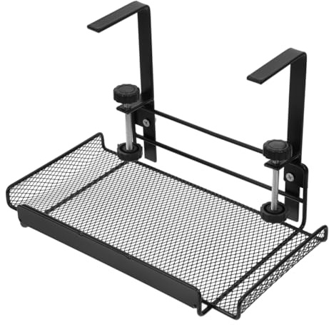 HOMSFOU under Desk Organizer Tray with Adjustable Clamp Small Cable Management Tray for Office Storage Wire Management and Desk Supplies