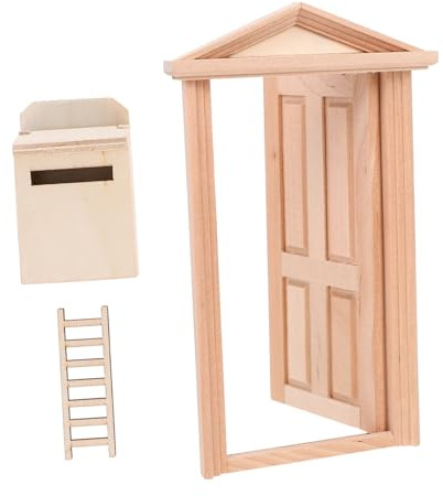 Hemobllo Maison de Poupée Miniature Décorative avec Boîte Aux Lettres et Échelle Accessoire Bois pour Décoration de Maison de Poupée pour Amateurs de DIY et Anniversaire