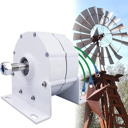 JMOUZHG 12V 24V 48V efficiente generatore a magneti permanenti Senza Ingranaggi Alternatori CA Utilizzare per Turbine eoliche Turbina ad Acqua ad ASSE Orizzontale con Base (12v)