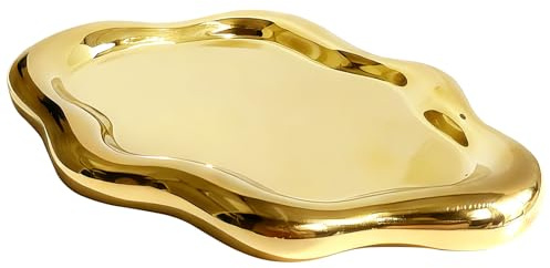 Schmucktabletts, Keramik Schmuckteller, Schmucktablett Schale deko | Uhren Tablett Unregelmäßige für Ring Uhren Schlüssel Ohrringe Halsketten Geburtstag (Kleine goldene Wolke)