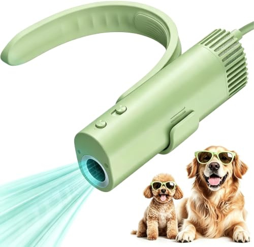 Secador de pelo para mascotas manos libres con bajo ruido, alta velocidad, 1400 W, motor sin escobillas, 80 m/s, velocidad de flujo de aire, volumen de 40 dB para mascotas