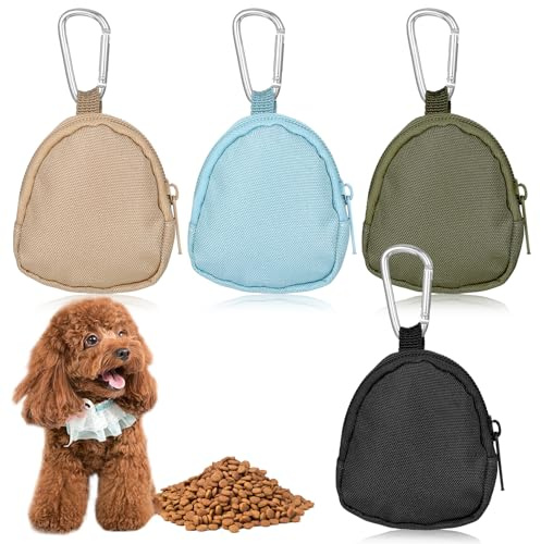 Cobee 4 Stück Leckerlibeutel für Hunde, Leckerlitasche für Hunde Kleiner | Hundeleckerli Tasche mit Karabiner Futterbeutel Trainingsbeutel mit Reißverschluss Futtertasche Hund zum Training