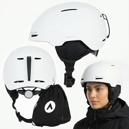 ATTABO Avens 2.0 Skihelm – Sicherer All-Mountain Schutz – Leichte In-Mold Konstruktion & Aktive Belüftung – Unisex für Damen & Herren – Inkl. Aufbewahrungstasche – Einstellbare Passform (Weiß)