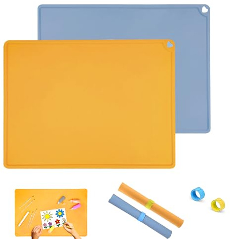 Lot de 2 Sous Mains en Silicone, 40 x 60cm Tapis de Peinture, Sous Main de Peinture en Silicone, Tapis de Peinture en Silicones pour Bricolage, pour Le Bricolage, La Peinture, Réutilisable