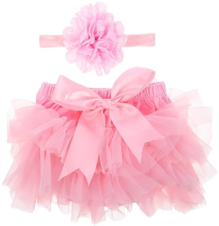 LUOEM Gonna di tutù con Copricapo Fiori in Rosa per Puntelli Fotografia neonata 1-2 Anni