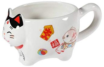 lachineuse - Tazza giapponese - Decorazione Gatto Maneki Neko - Design originale - Portafortuna del Giappone - Cultura Nipponne - Decorazione Giapponese - Idea Regalo Giappone Asia