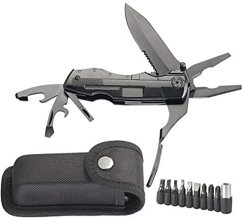 Couteau de poche multifonction 5 en 1 avec 9 embouts et étui pour ceinture [Semptec]