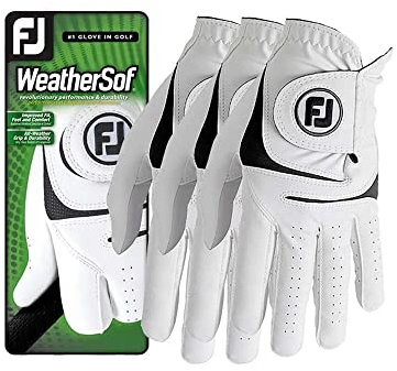 FootJoy WeatherSof Herren Golfhandschuh, 3er-Pack, Weiß, XL