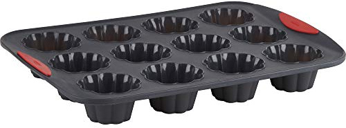 Trudeau Set of Two 12-Count Flower Muffin Silicone Pans, Red