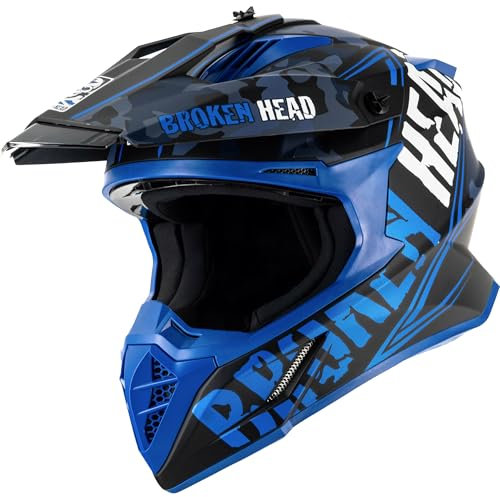 Broken Head Squadron Rebelution Camouflage Blau - MX Motocross-Helm - Quad-Helm - Sumo-Helm XXL (61-62 cm)
