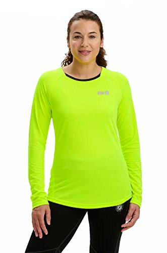 Time To Run Women's Quick Dry Long Sleeve Technical Breathable Training Spirit Running/Gym/Workout T Shirt Top Size 10 Lime/Charcoal