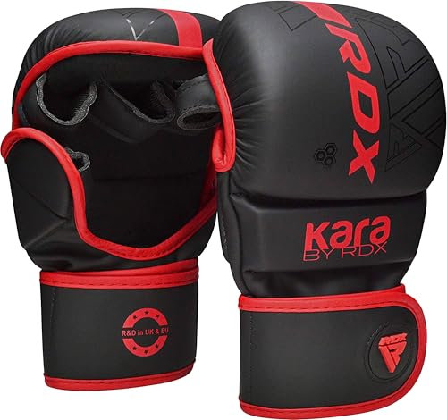 RDX MMA Handschuhe für Kampfsport Grappling Training, Maya Hide Leder Kara Sparring Handschuhe, Punchinghandschuhe für Muay Thai, Kickboxen, Freefight, Boxsack Gloves (MEHRWEG)