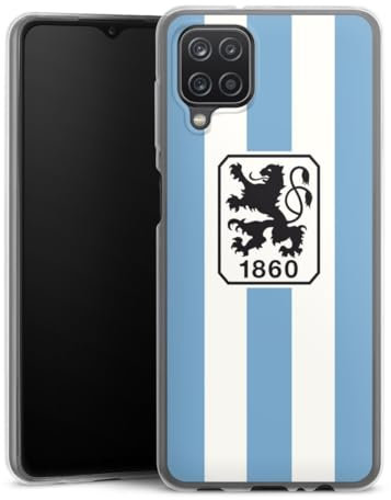 Slim Case kompatibel mit Samsung Galaxy A12 Silikon Handyhülle transparent Hülle extra dünn Offizielles Lizenzprodukt Streifen TSV 1860 München