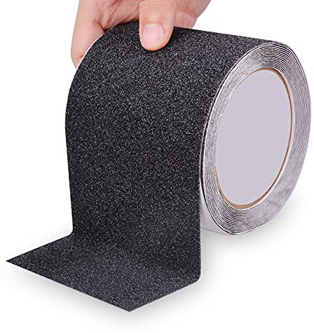 Qingluan Anti Slip Tape, Heavy Duty Grip Tape Outdoor Waterproof, High Adhesive Traction Safety Tape for Stairs, Tread Steps, Ramps, Skateboards (Black, 44 Inch x 33 Feet)