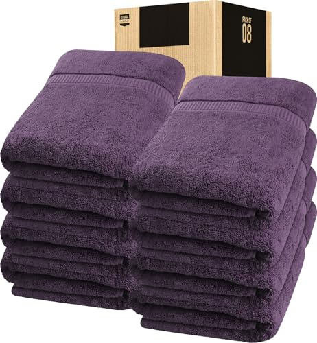 Utopia Towels Premium Bath Sheet, 90 x 180 cm, Plum, 8 Pack 100% Cotton
